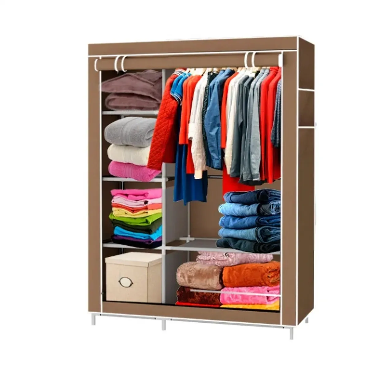 GENERICO - CLOSET ORGANIZADOR ARMABLE DE TELA BEIGE MEDIANO