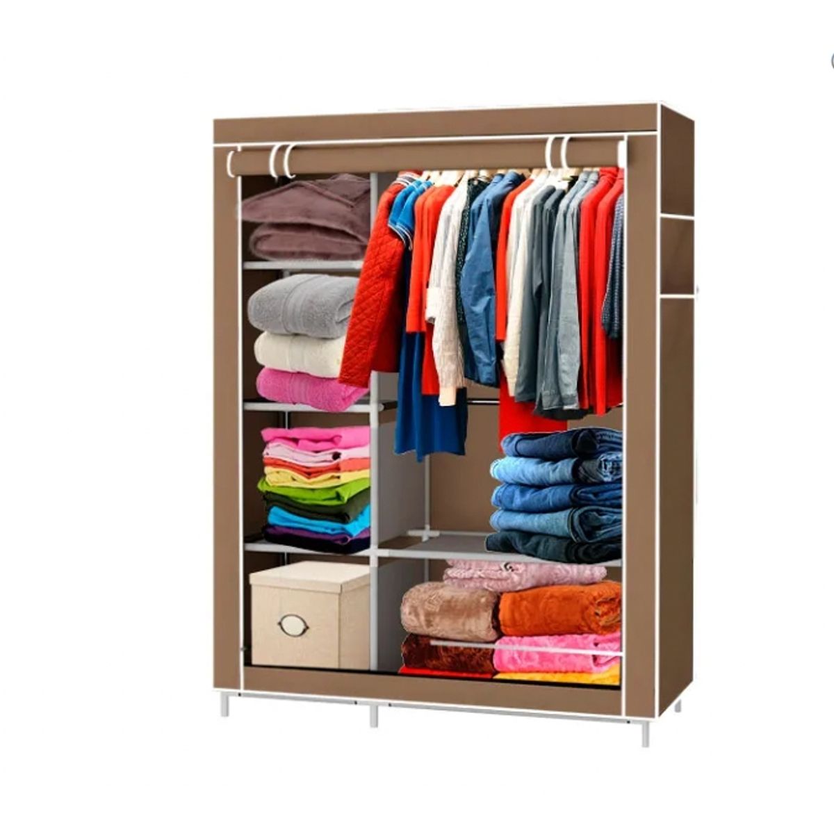 GENERICO - CLOSET ORGANIZADOR ARMABLE DE TELA BEIGE MEDIANO