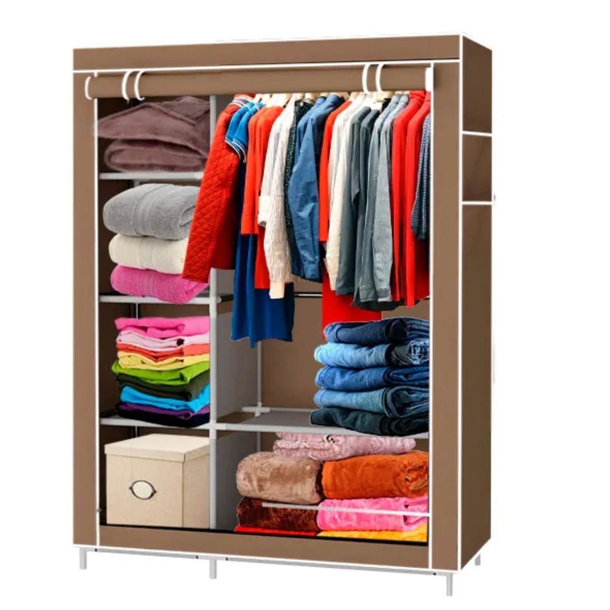 GENERICO - CLOSET ORGANIZADOR ARMABLE DE TELA FUCSIA MEDIANO