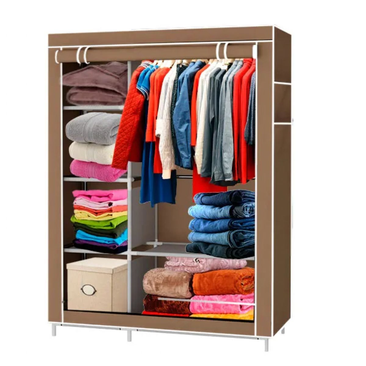 GENERICO - CLOSET ORGANIZADOR ARMABLE DE TELA FUCSIA MEDIANO