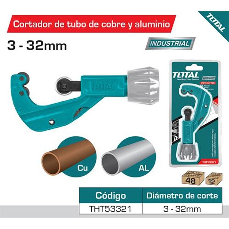 TOTAL - Cortador Corta Tubo De Cobre Aluminio Marca Total Tht53321