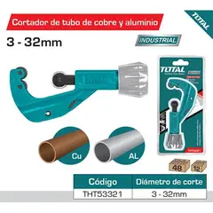 TOTAL - Cortador Corta Tubo De Cobre Aluminio Marca Tht53321