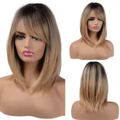 LUXURYJOYAS - Peluca De Encaje Pelo de fibra Natural 100 Castaño A Rubio