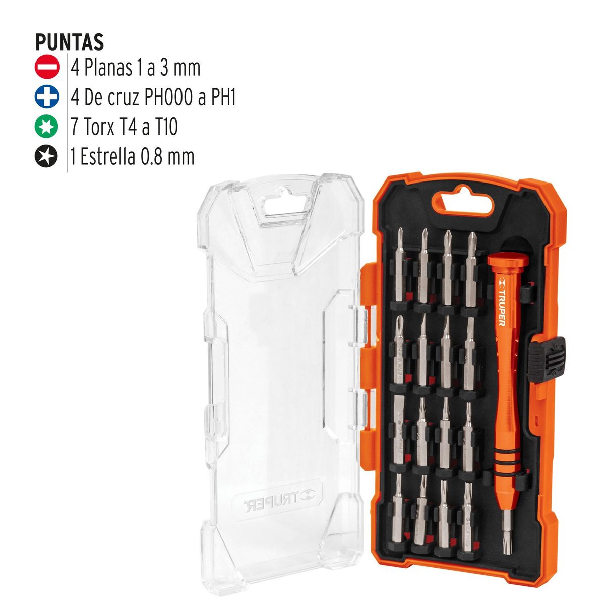 TRUPER - Juego Destornillador Precisión16 Piezas