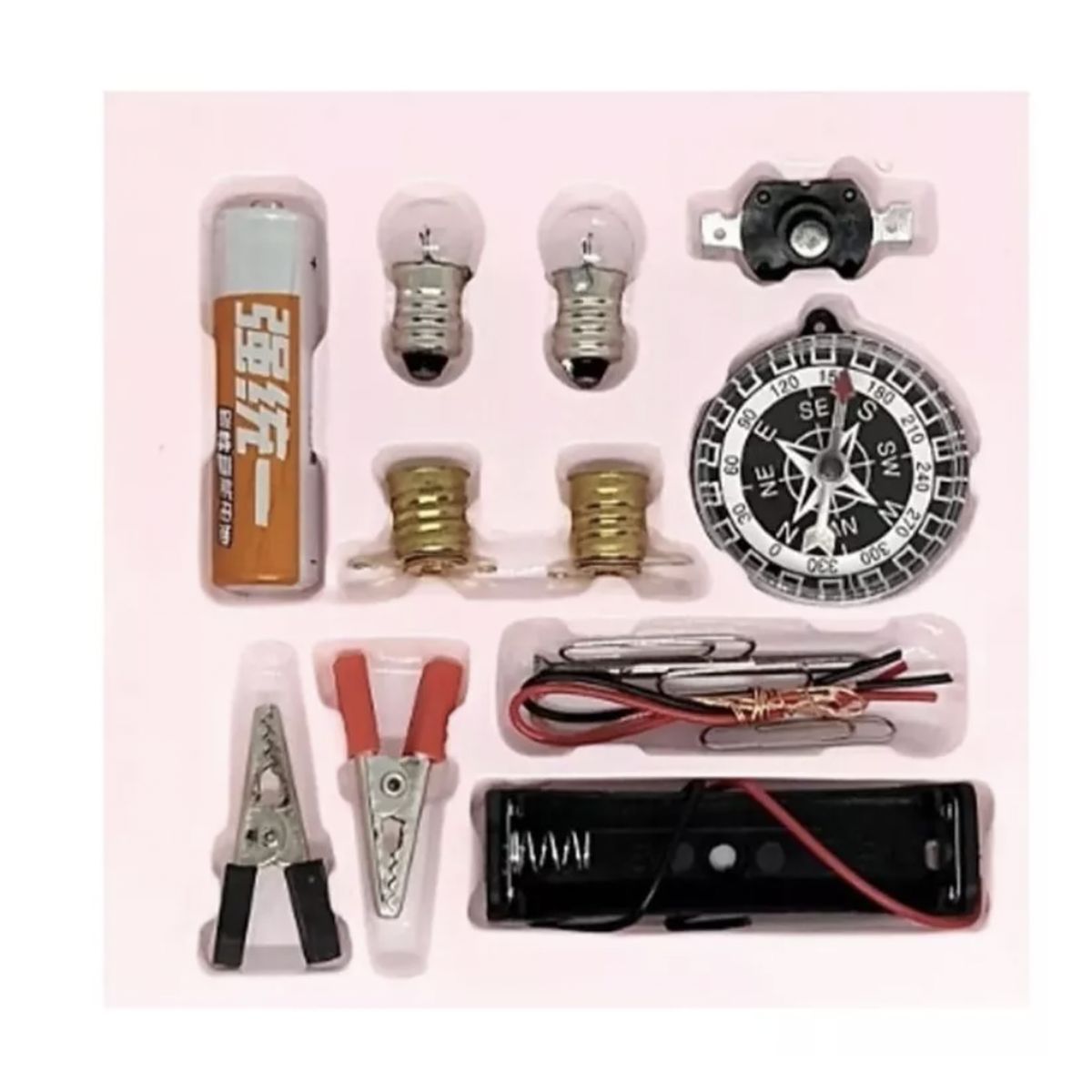 GENERICO - Kit Circuito Eléctrico Escolar 17 Piezas Con Brujula