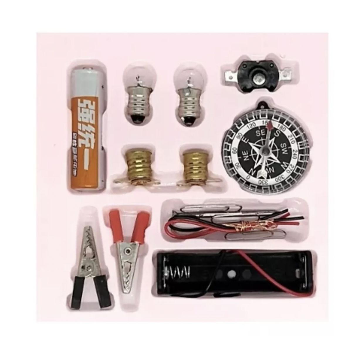 GENERICO - Kit Circuito Eléctrico Escolar 17 Piezas Con Brujula