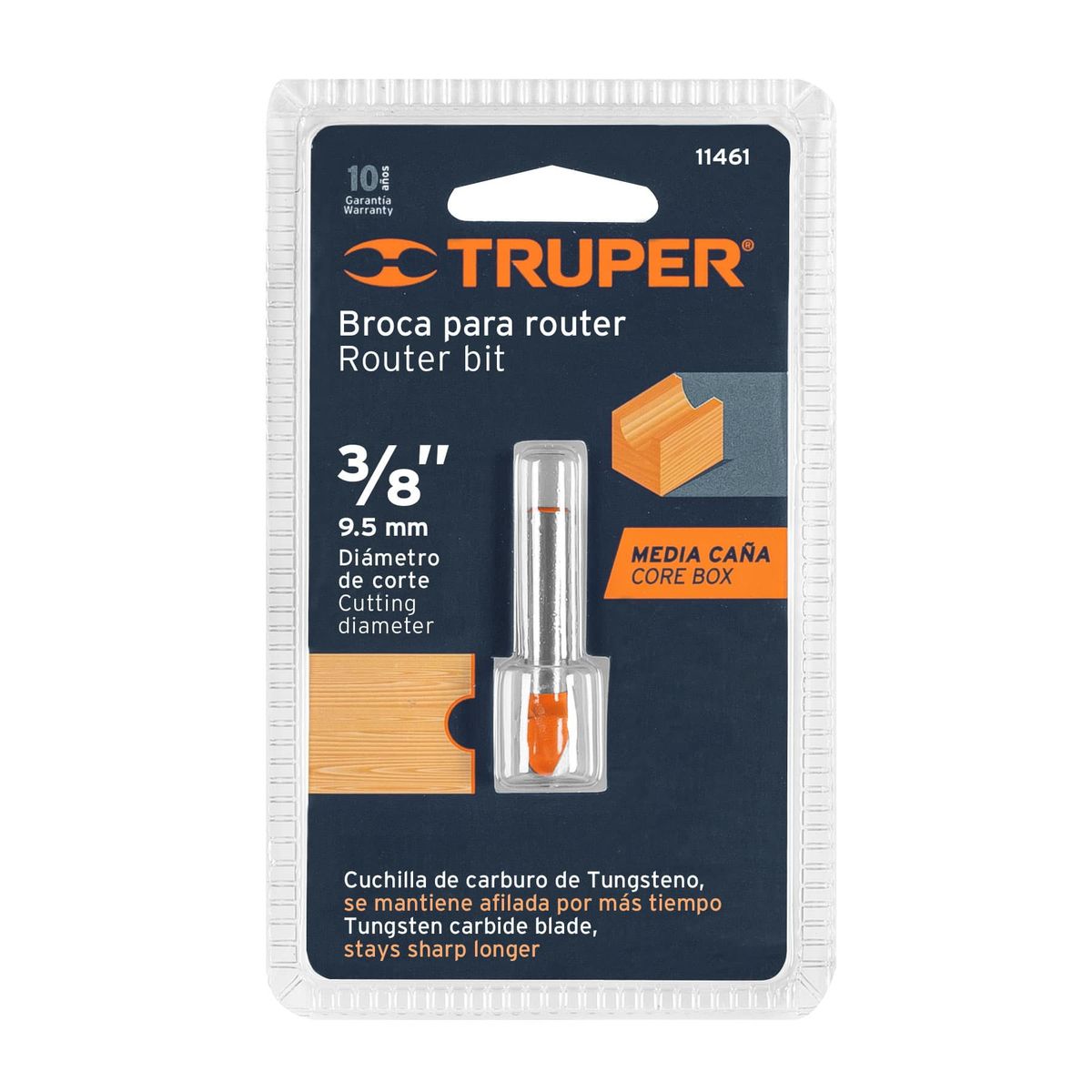 TRUPER - Fresa Para Router Media Caña 3 / 8 pulg