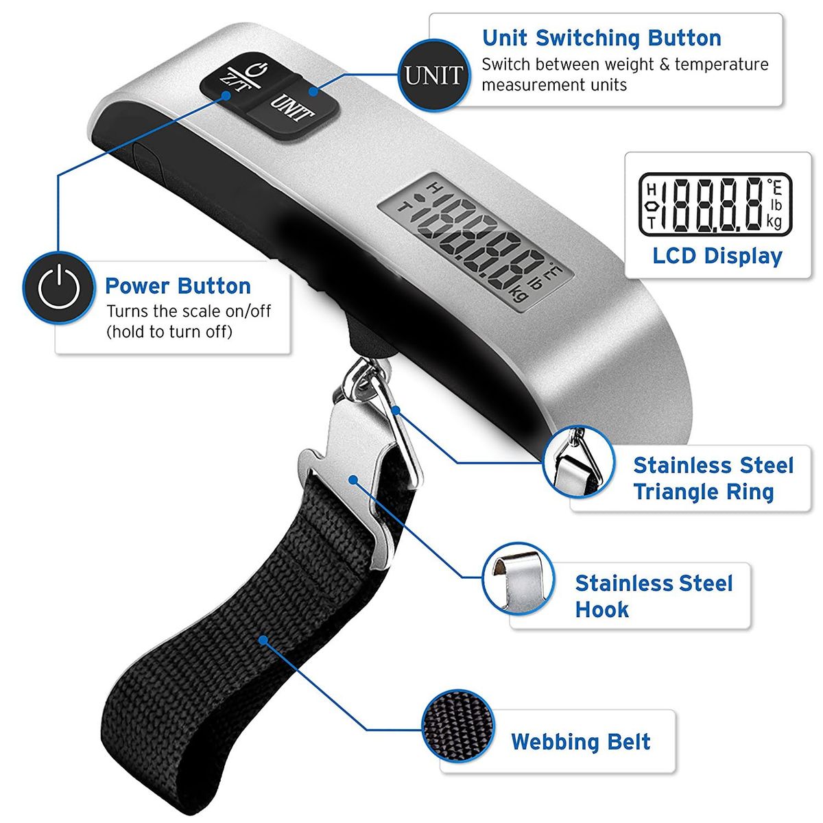 GENERICO - PESA BALANZA BASCULA DE EQUIPAJE DIGITAL MALETAS BOLSOS AA17