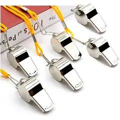 GENERICO - 12 SILBATOS EMERGENCIA CON CUERDA METALICO POTENTE AGUDO AH46