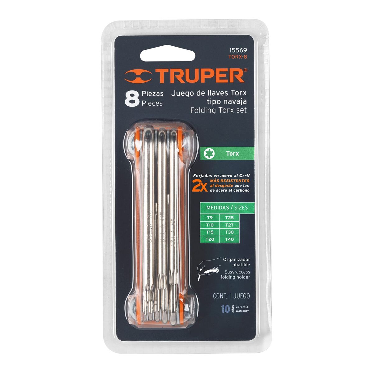 TRUPER - Juego de 8 Llaves Torx Tipo Navaja