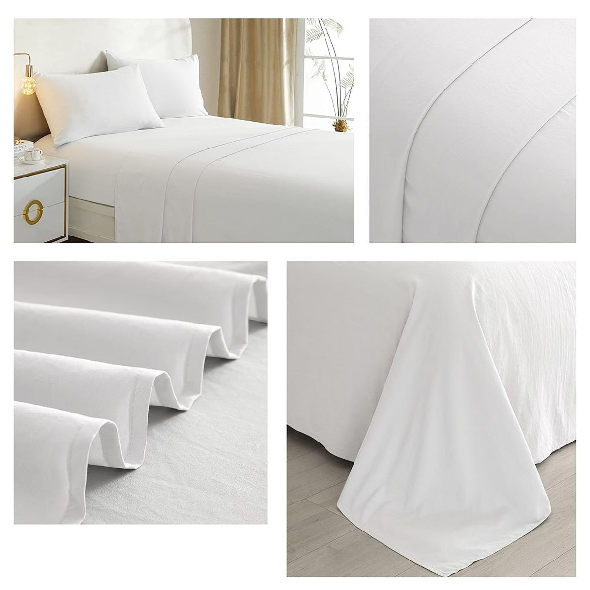 GENERICO - Juego De Sabanas Lisas Blancas 1.5 Plazas 144 Hilos