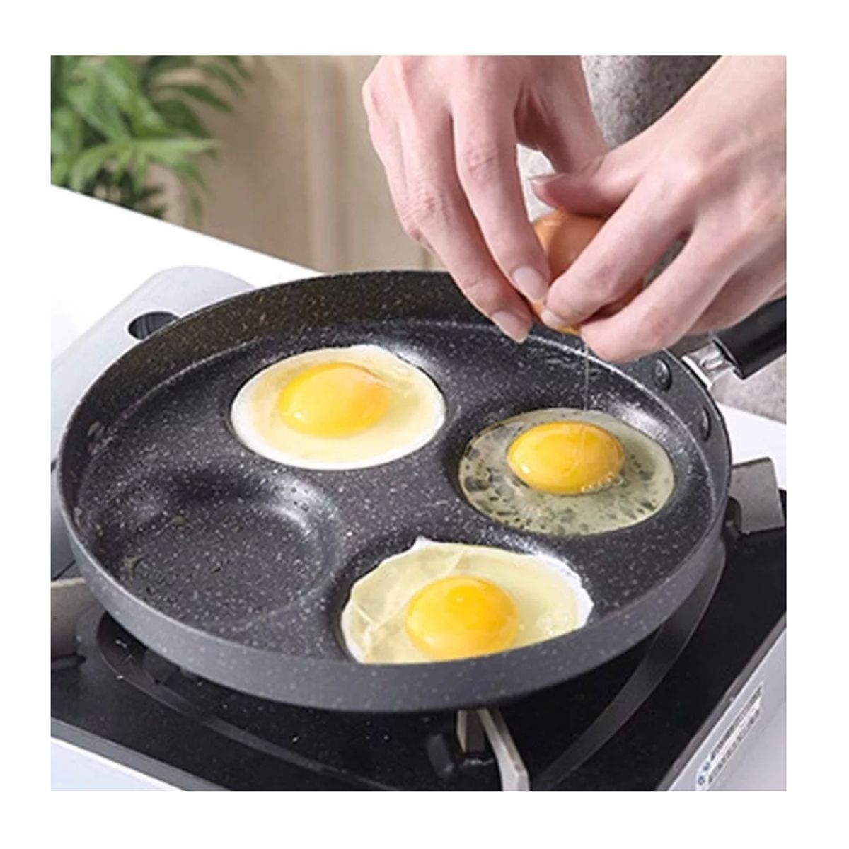 GENERICO - Sartén Antiadherente 4 Agujeros Huevos Panqueques Hamburguesas 25 c