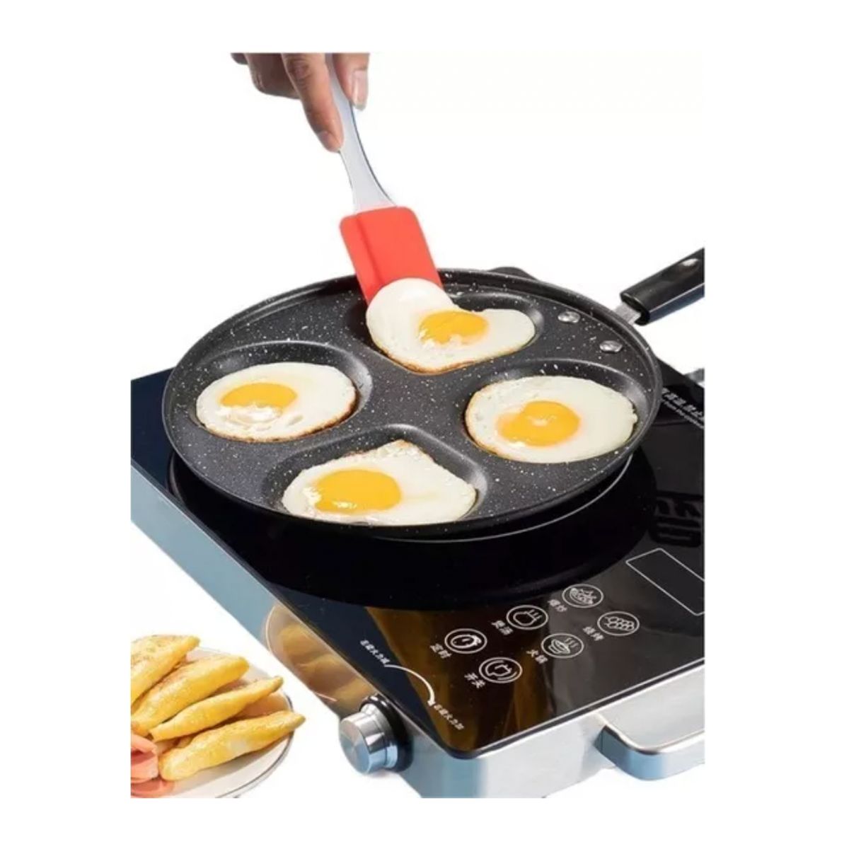 GENERICO - Sartén Antiadherente 4 Agujeros Huevos Panqueques Hamburguesas 25 c