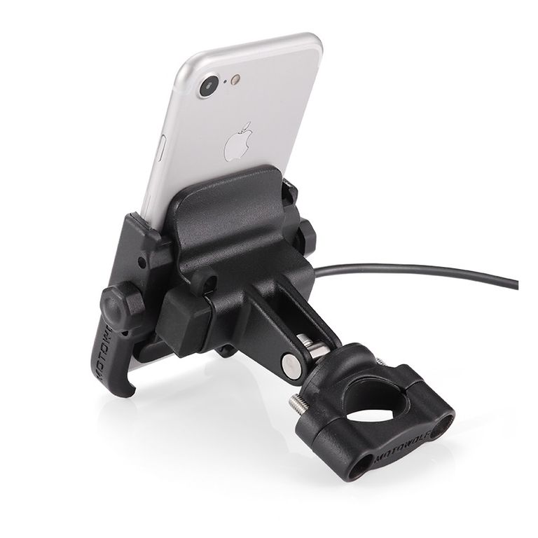 Soporte de Moto para celular + cargador USB Aluminio 2805