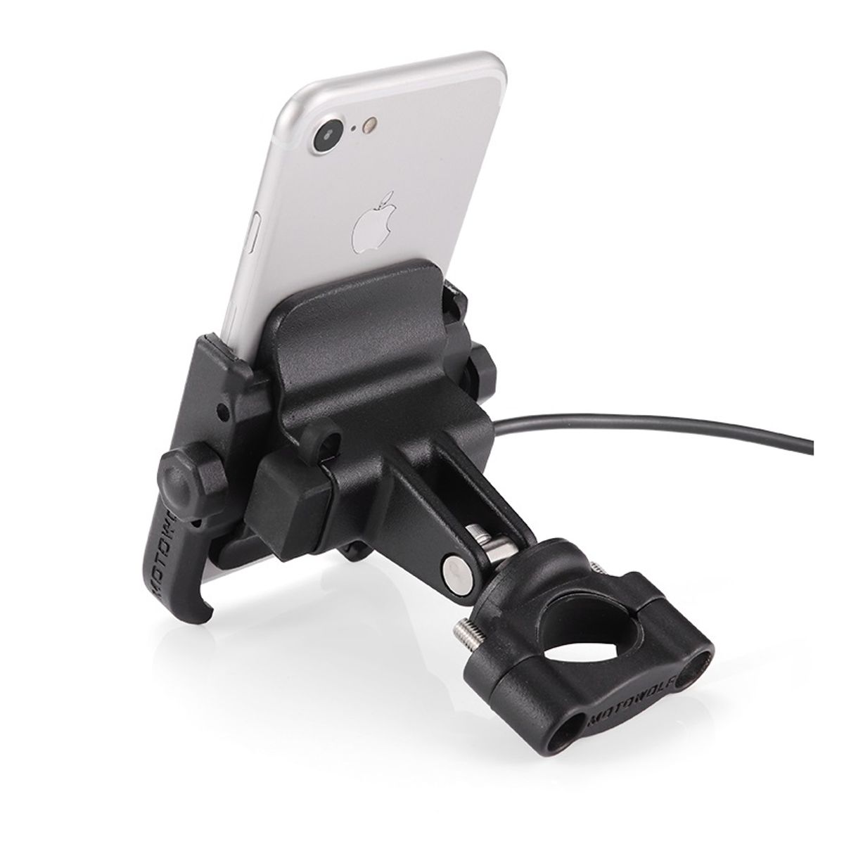 MOTOWOLF - Soporte de Moto para celular + cargador USB Aluminio Motowolf 2805