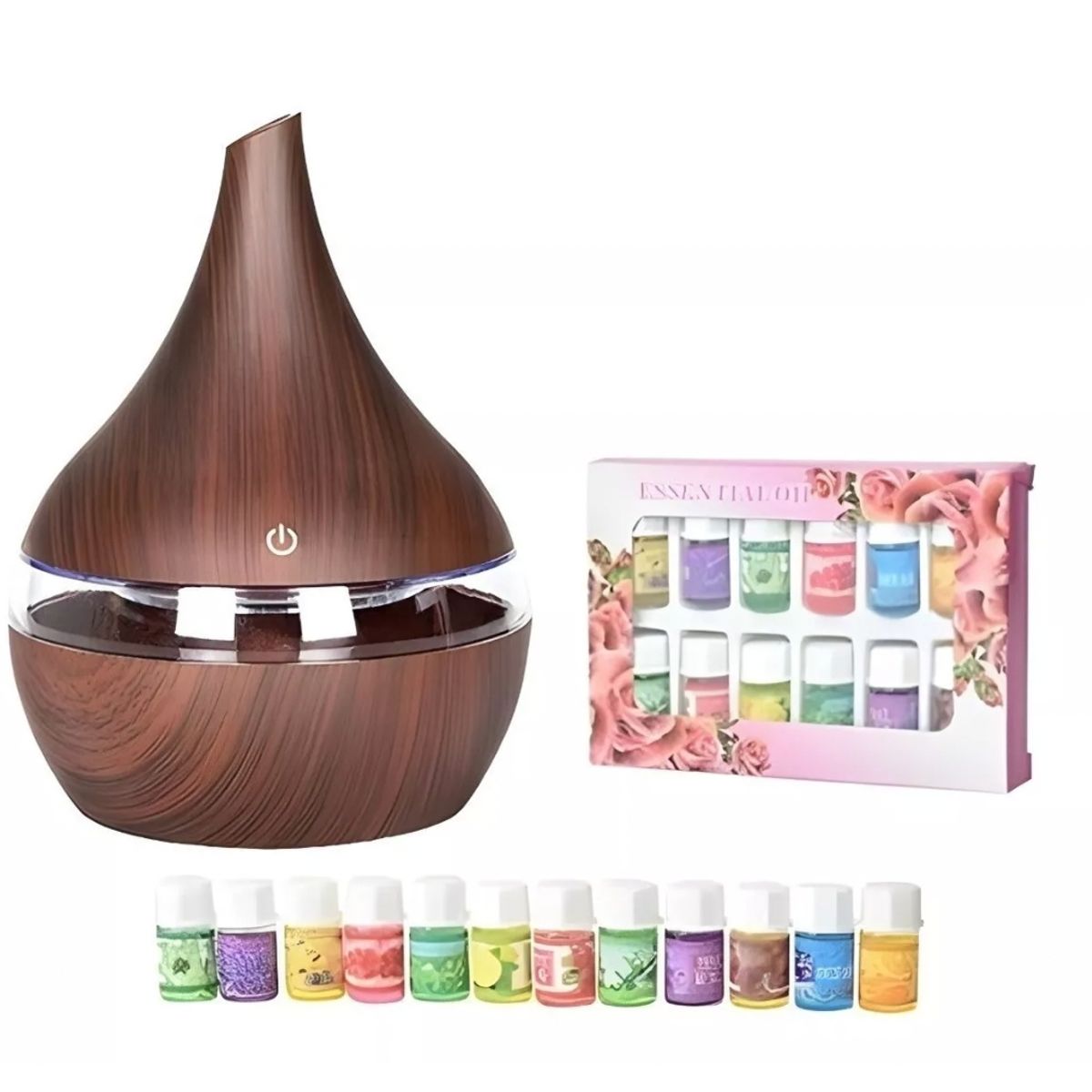 GENERICO - Humidificador Marrón Aromatizador Usb Difusor + 12 Esencias