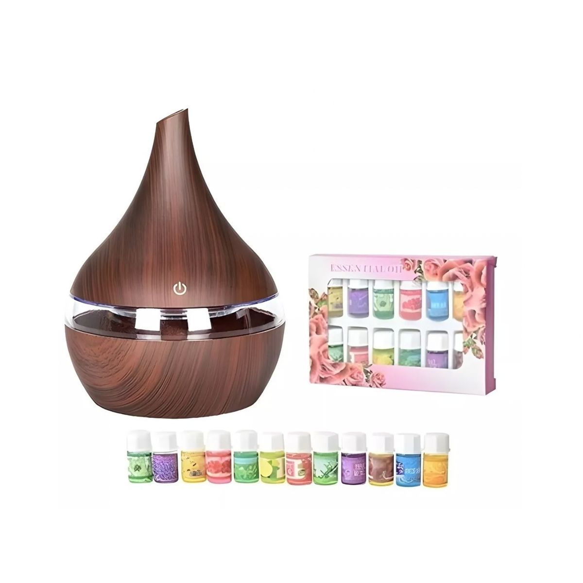 GENERICO - Humidificador Marrón Aromatizador Usb Difusor + 12 Esencias