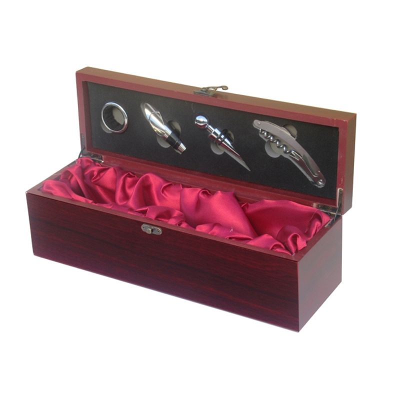 GENERICO - Caja De Vino Madera Con Accesorios Porta Vino