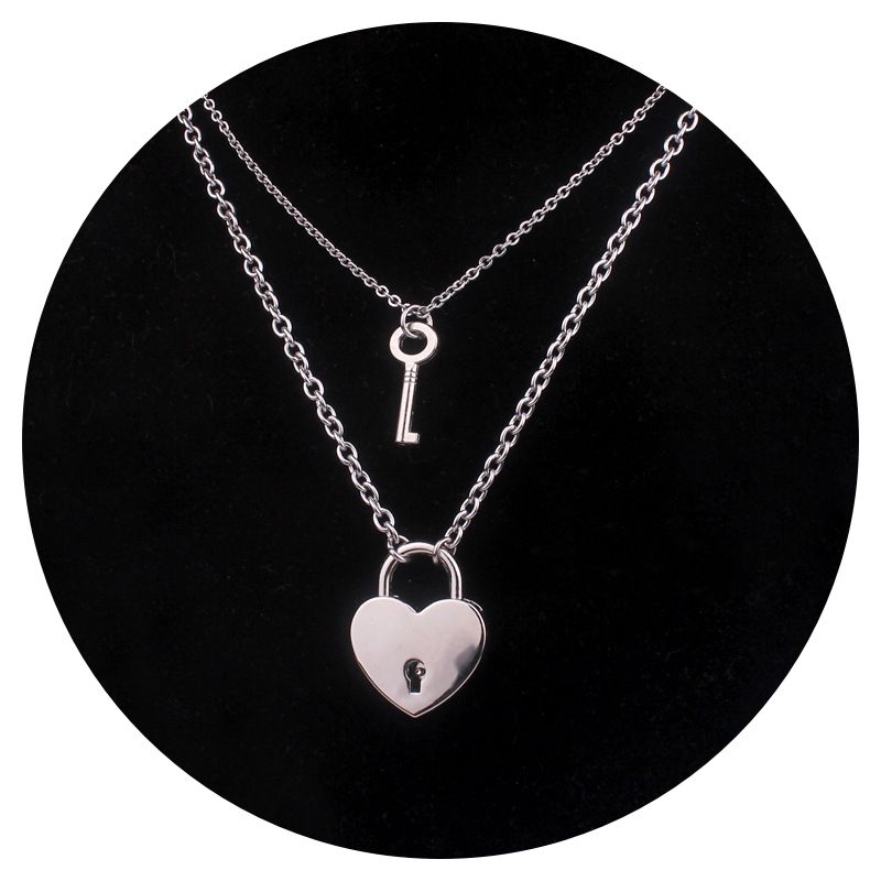 ZG JOYAS - Collar Cadena Colgante Llave Candado Corazón Se Abre Unisex