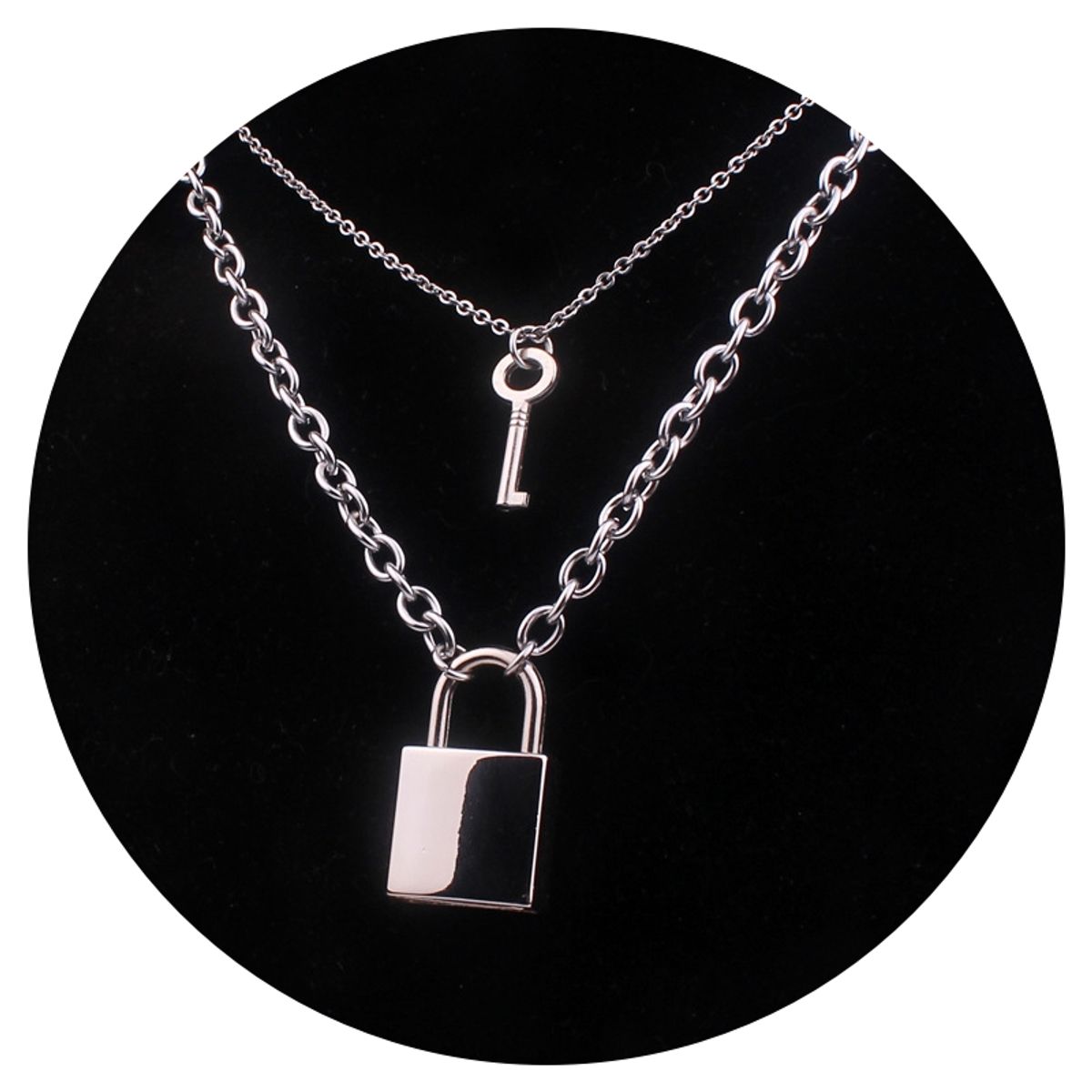 ZG JOYAS - Collar Cadena Colgante Llave Candado Se Abre Unisex Rockpunk