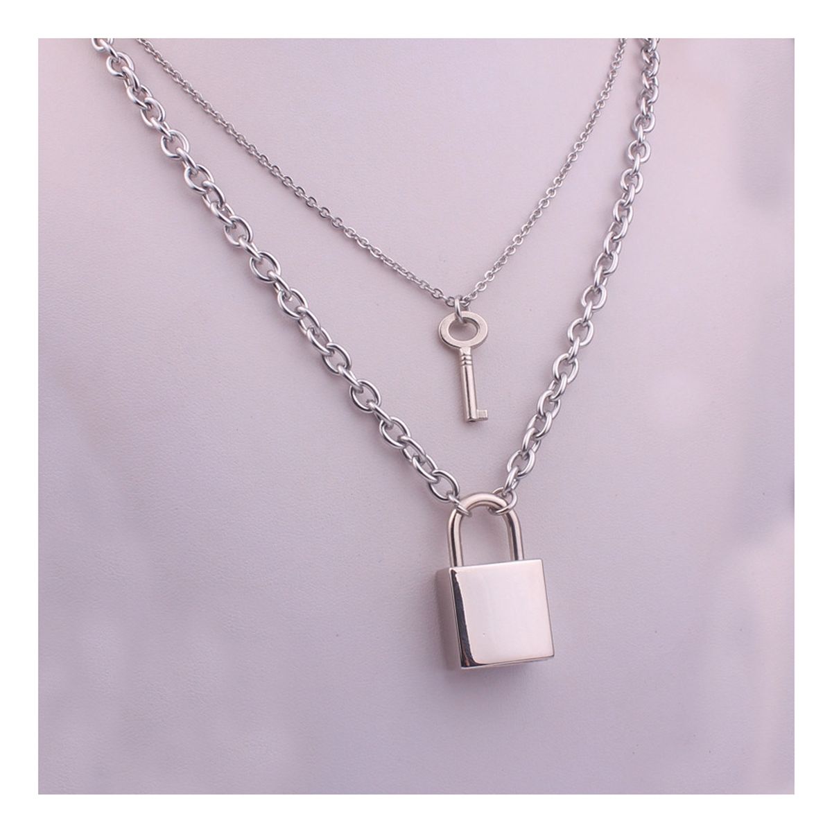 ZG JOYAS - Collar Cadena Colgante Llave Candado Se Abre Unisex Rockpunk