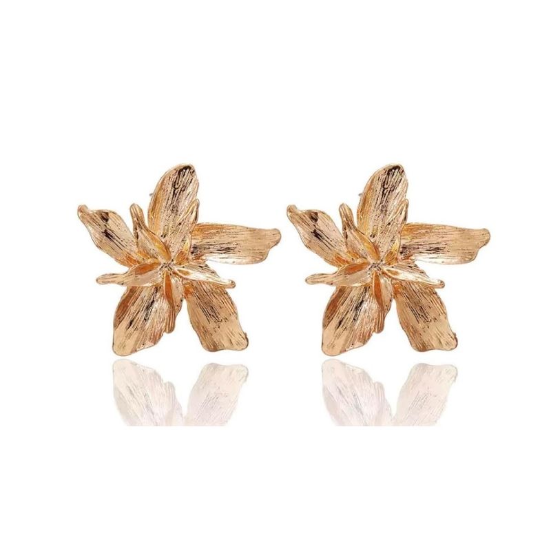 GENERICO - Aros flor cromado Gold