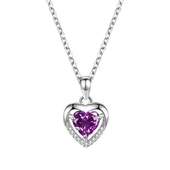 ZG JOYAS - Collar Colgante Plata 925 Corazón Cristal Zircón Elegante