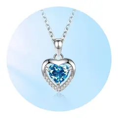 ZG JOYAS - Collar Colgante Plata 925 Corazón Cristal Zircón Elegante