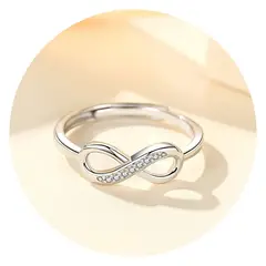 ZG JOYAS - Anillo De Plata S925 Ajustable Diseño Infinito Con Circonita