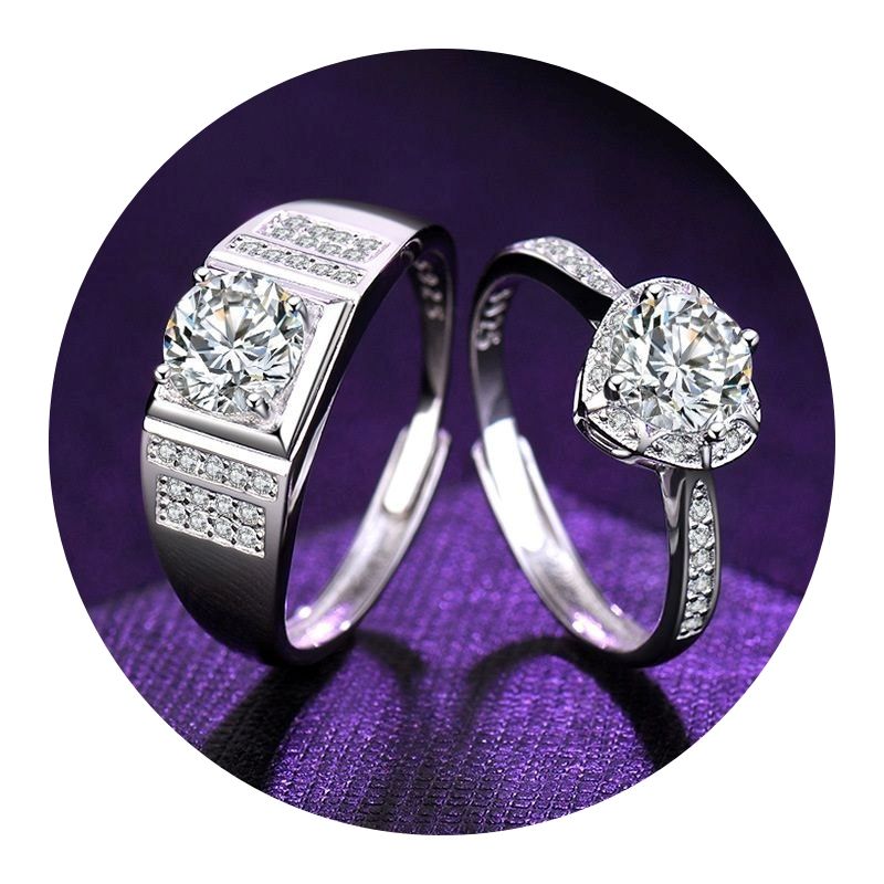 ZG JOYAS - Anillos Plata 925 Ajustables Diamante Zirconia Compromiso
