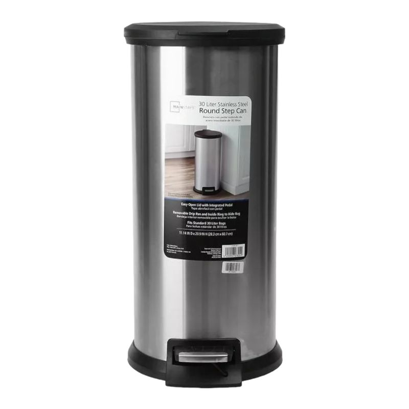 GENERICO - Papelero Basurero 30 Litros Acero Inoxidable Con Pedal