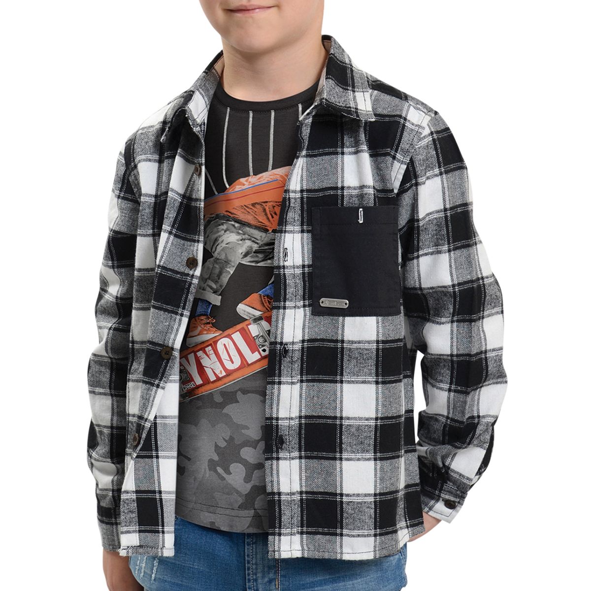 EXCEPTION - Camisa Escocesa Afranelada Algodón Niño