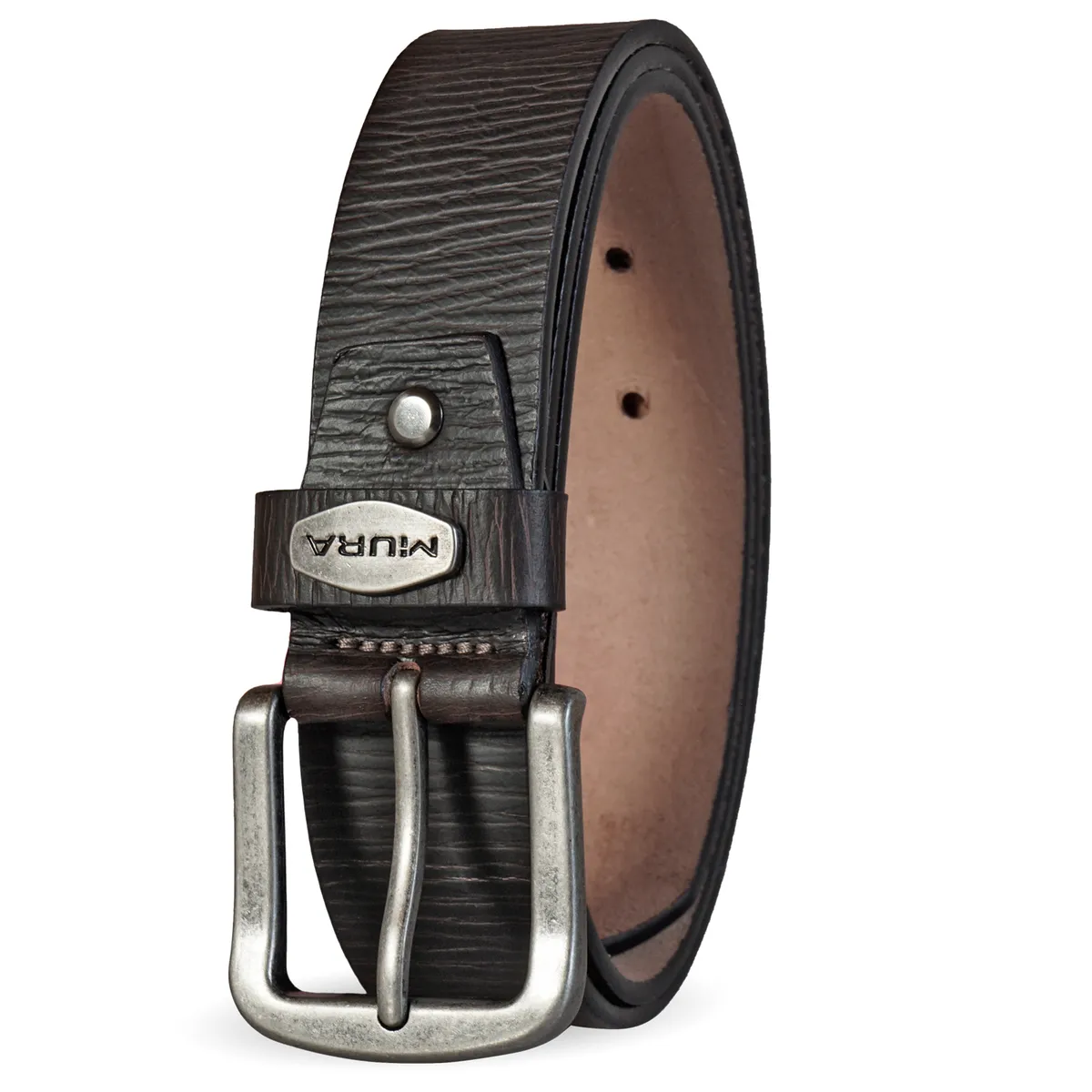 MIURA - Cinturón Miura Hombre Mod Alessandro 100 % Cuero Diseño Único