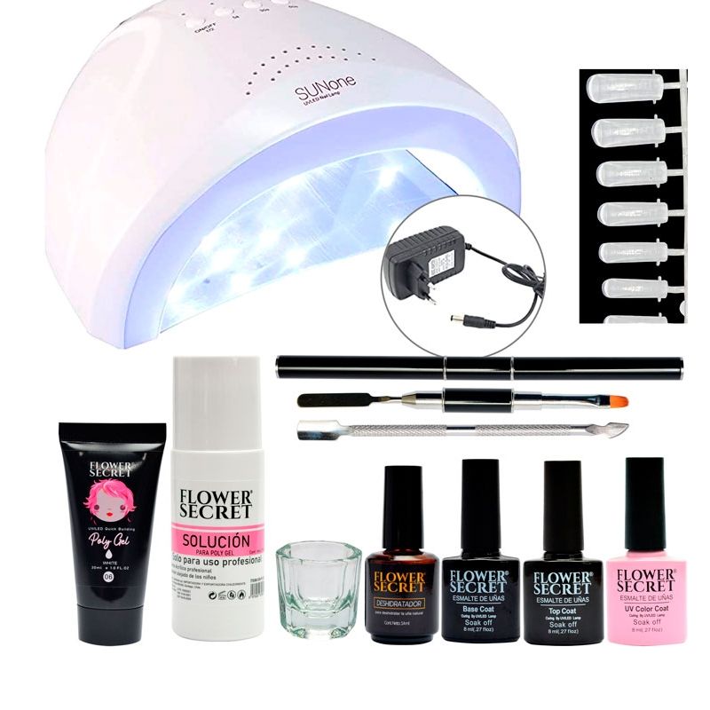 GENERICO - Kit De Polygel con Lampara De 48 Watts Manicure