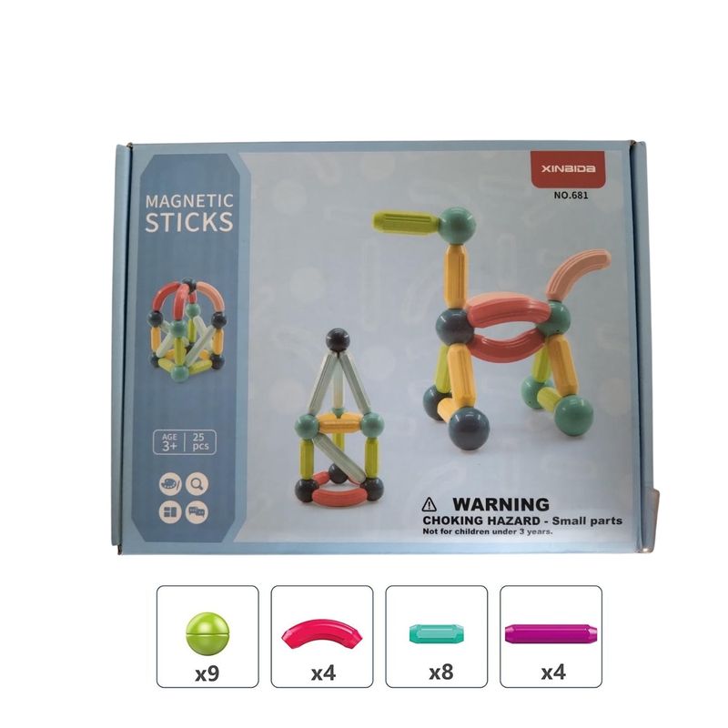 GENERICO - Juego Magnetico Esferas Varillas Armable imanes Niños 25pcs