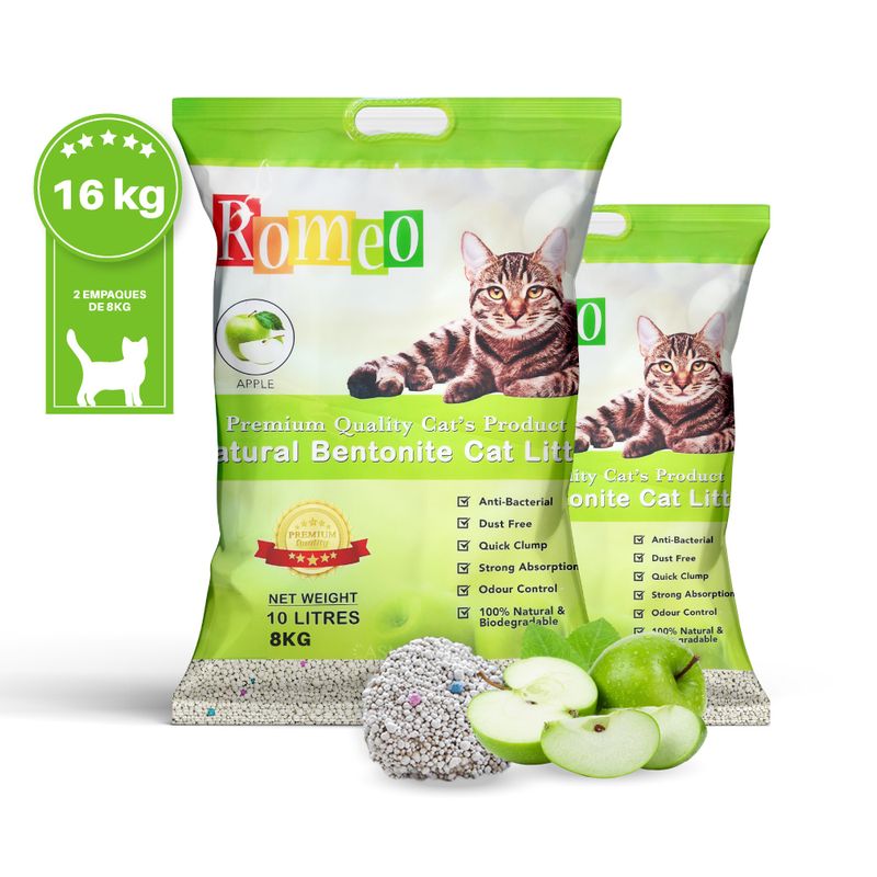 HOME GRASS - Arena Absorbente para gatos aroma Manzana 16k