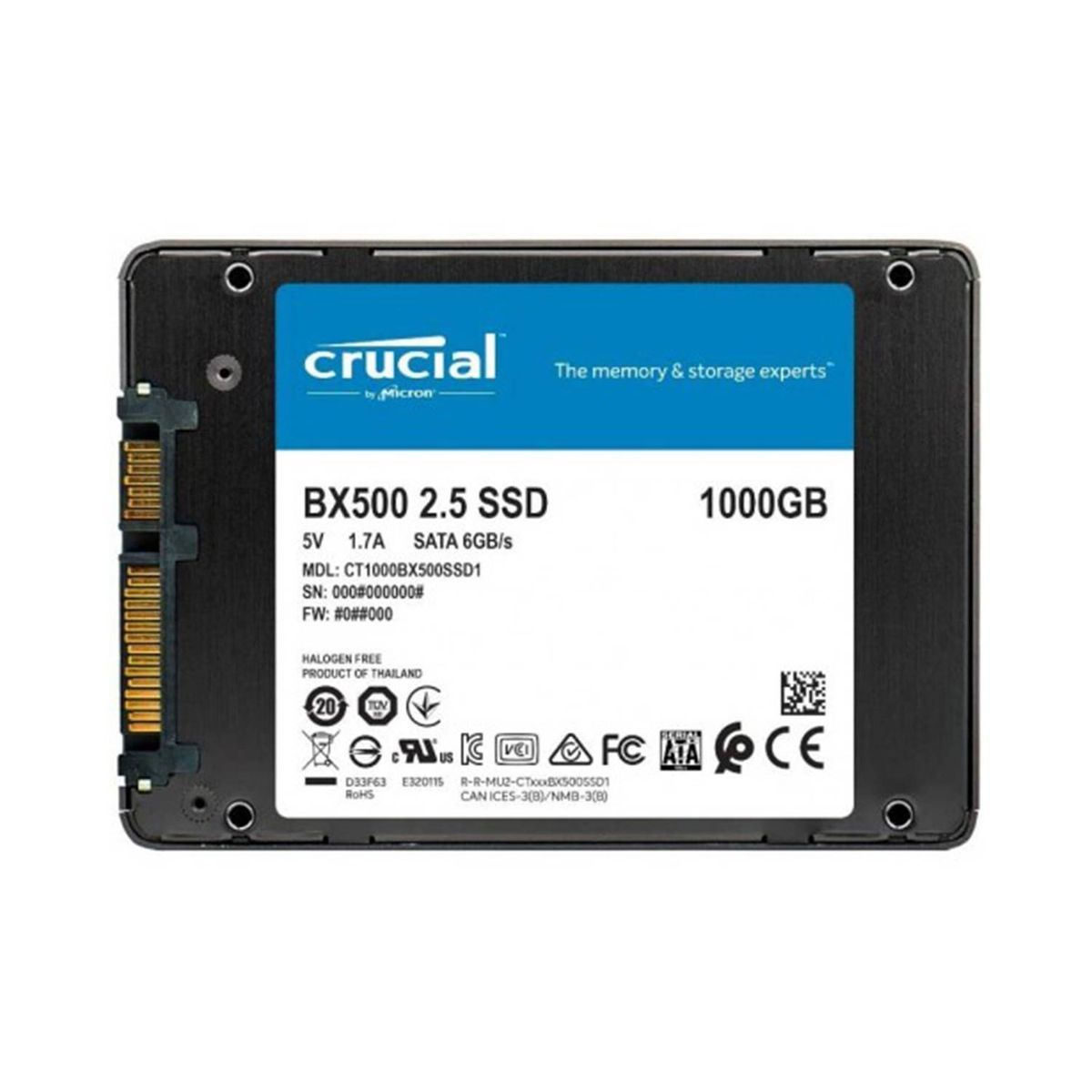 CRUCIAL - Unidad de Estado Sólido Crucial 1TB 25 SATA 6Gbits.