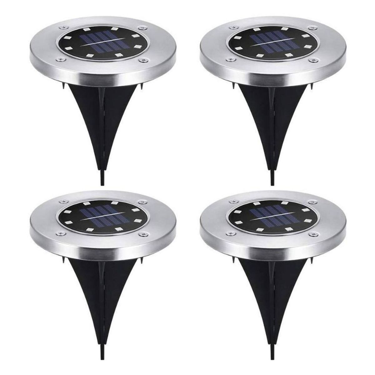 GENERICO - Set 4 Focos Led 8 Colores Carga Solar Para Jardín Con Estaca