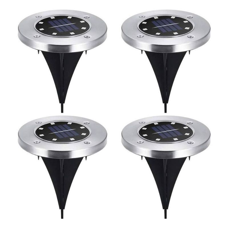 GENERICO - Set 4 Focos Led 8 Colores Carga Solar Para Jardín Con Estaca