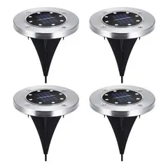GENERICO - Set 4 Focos Led 8 Colores Carga Solar Para Jardín Con Estaca