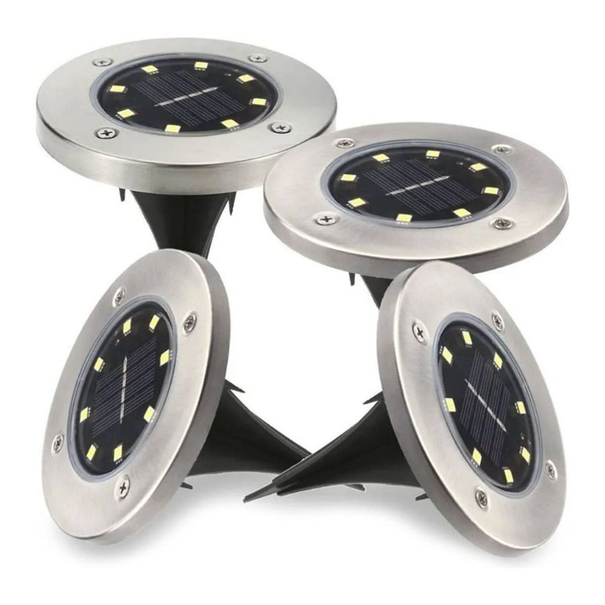 GENERICO - Set 4 Focos Led 8 Colores Carga Solar Para Jardín Con Estaca