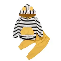 ANGO - Conjunto Bebé Poleron Pantalón Rayas Amarillo