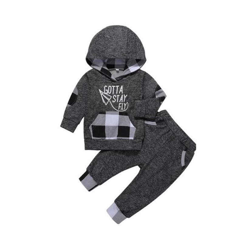 ANGO - Conjunto Bebé Poleron Pantalón GRIS Cuadrille
