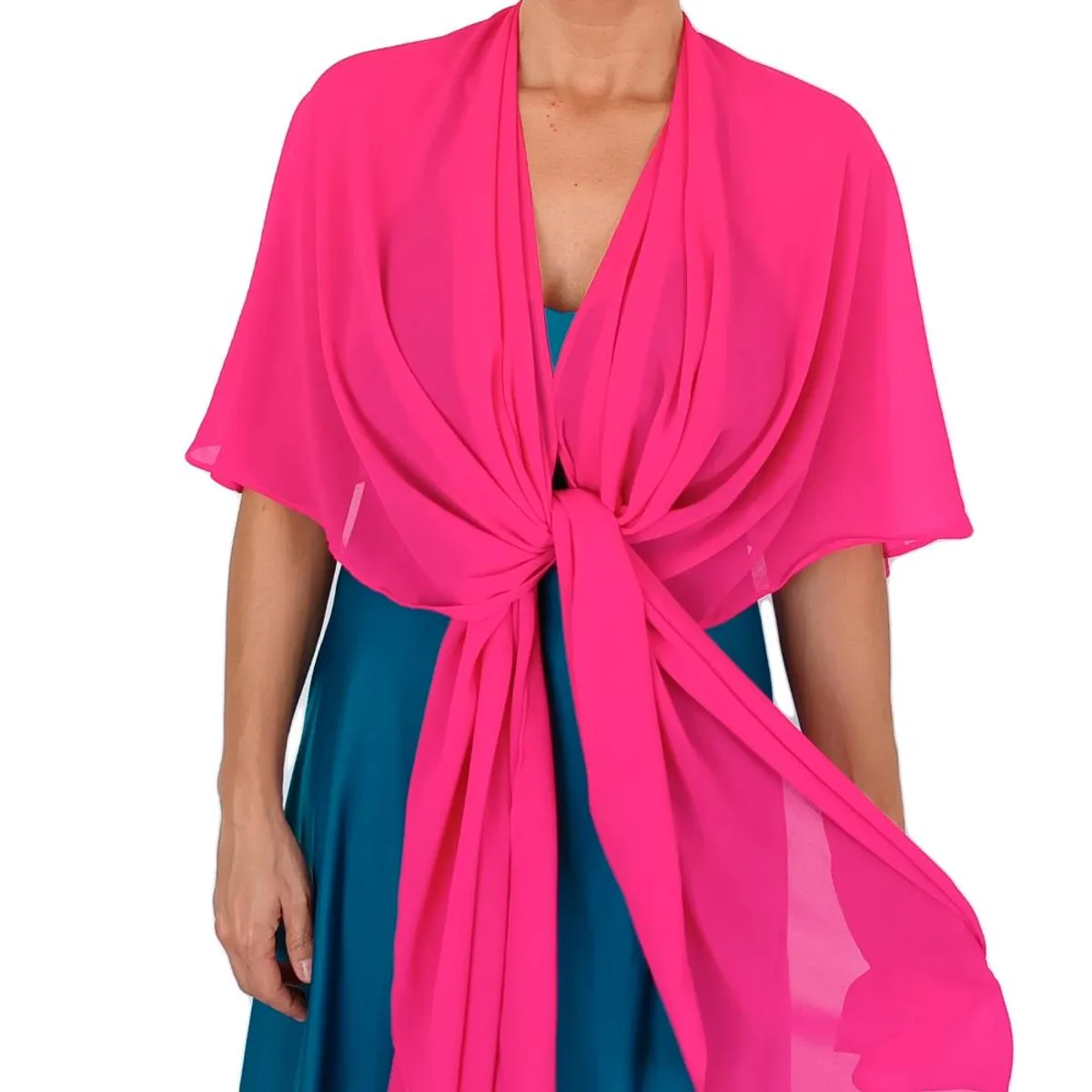 MARIA PASKARO - Tapado Capa Multiforma Catania Fucsia Gasa Maria Paskaro - Fucsia