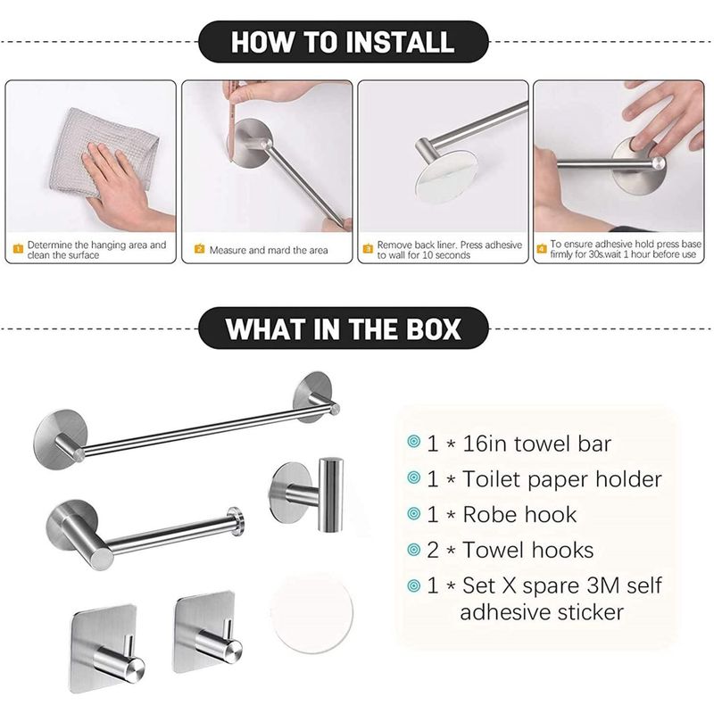 AIZO - Plata Set De 5 Accesorios De Baño Acero Inoxidable