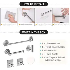 AIZO - Plata Set De 5 Accesorios De Baño Acero Inoxidable