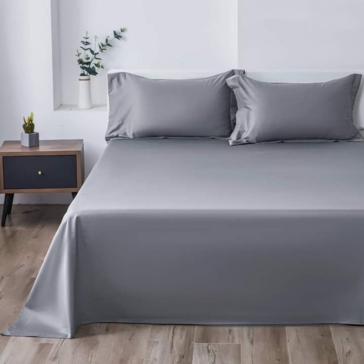 GENERICO - Sabanas King, 144 hilos, Gris