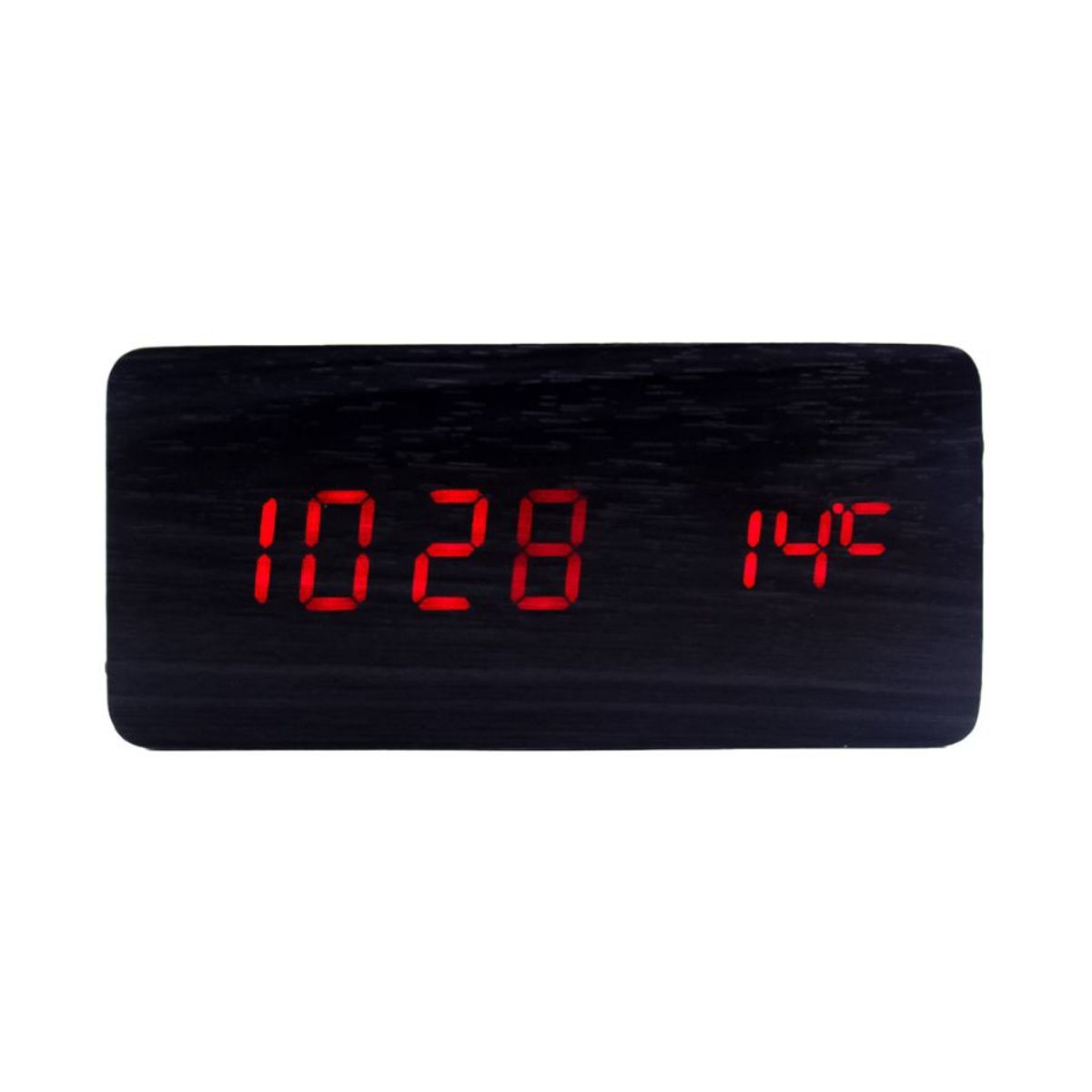 GENERICO - Reloj Digital Madera Negro Alarma Despertador Temperatura Fecha
