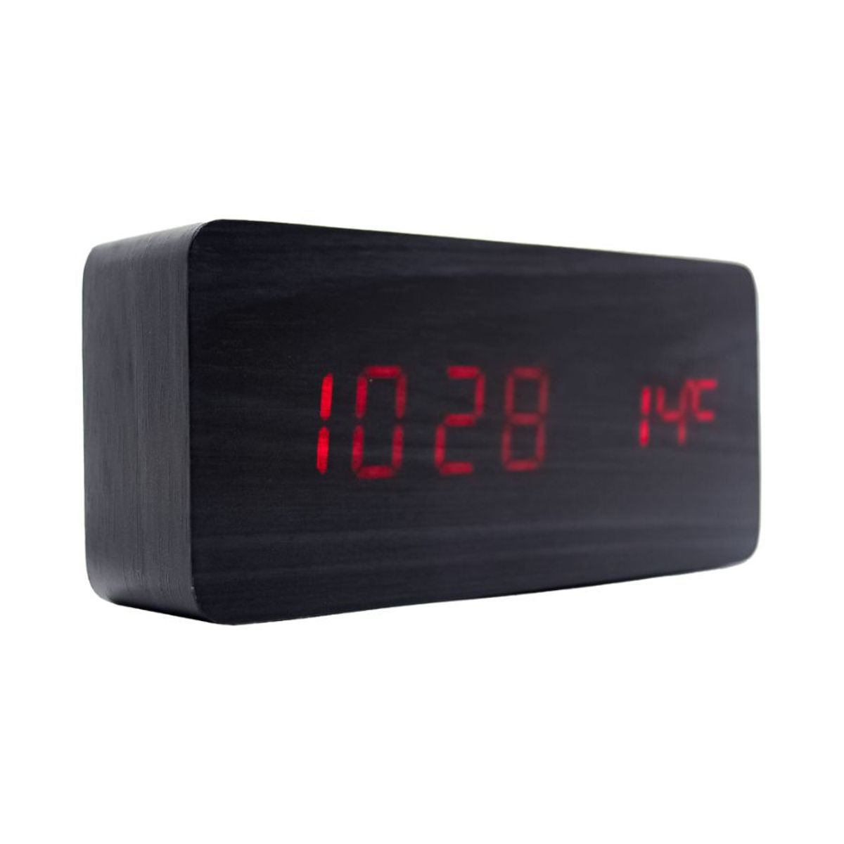 GENERICO - Reloj Digital Madera Negro Alarma Despertador Temperatura Fecha
