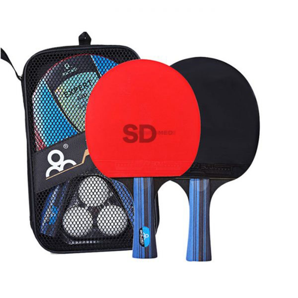 SDFIT - Set Ping Pong 2 Paletas 3 Estrellas+3 Pelotas + Bolso PPR003